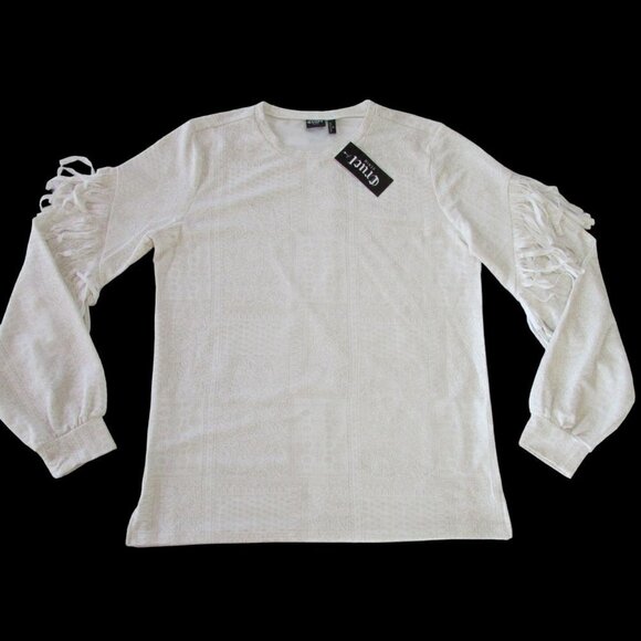 Cruel Girl Women's Medium Long Fringe Sleeve Pullover Top - Picture 2 of 6